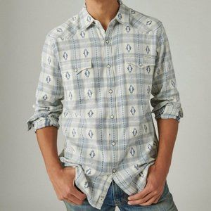 Size Small Lucky Brand Men's Plaid Dobby Western Long Sleeve Shirt